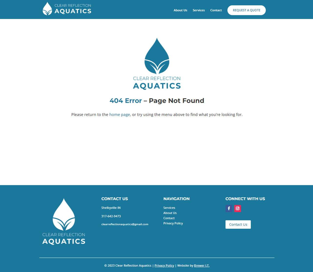 Clear Reflection Aquatics 404 Page