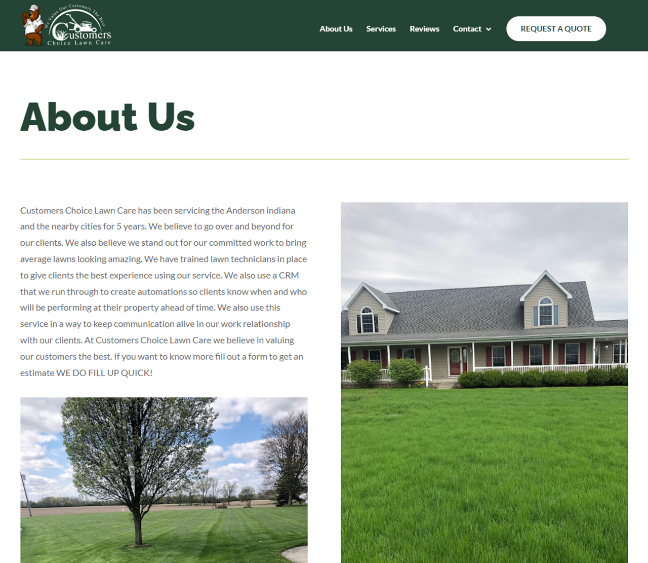 Customers Choice Lawn Care About Us Page