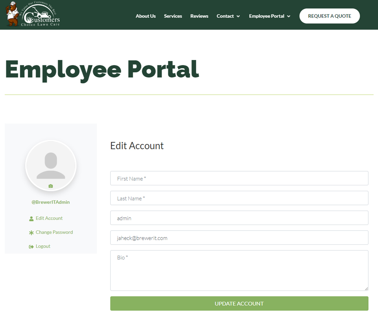 Customers Choice Lawn Care Employee Portal
