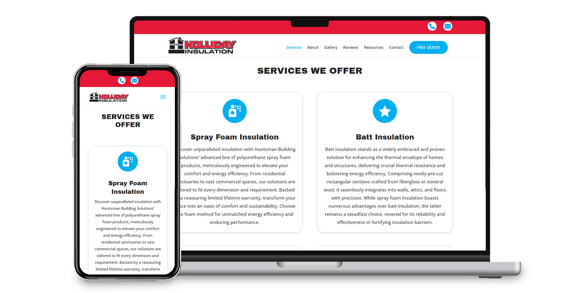 Holliday Insulation Website Services Page Thumbnail