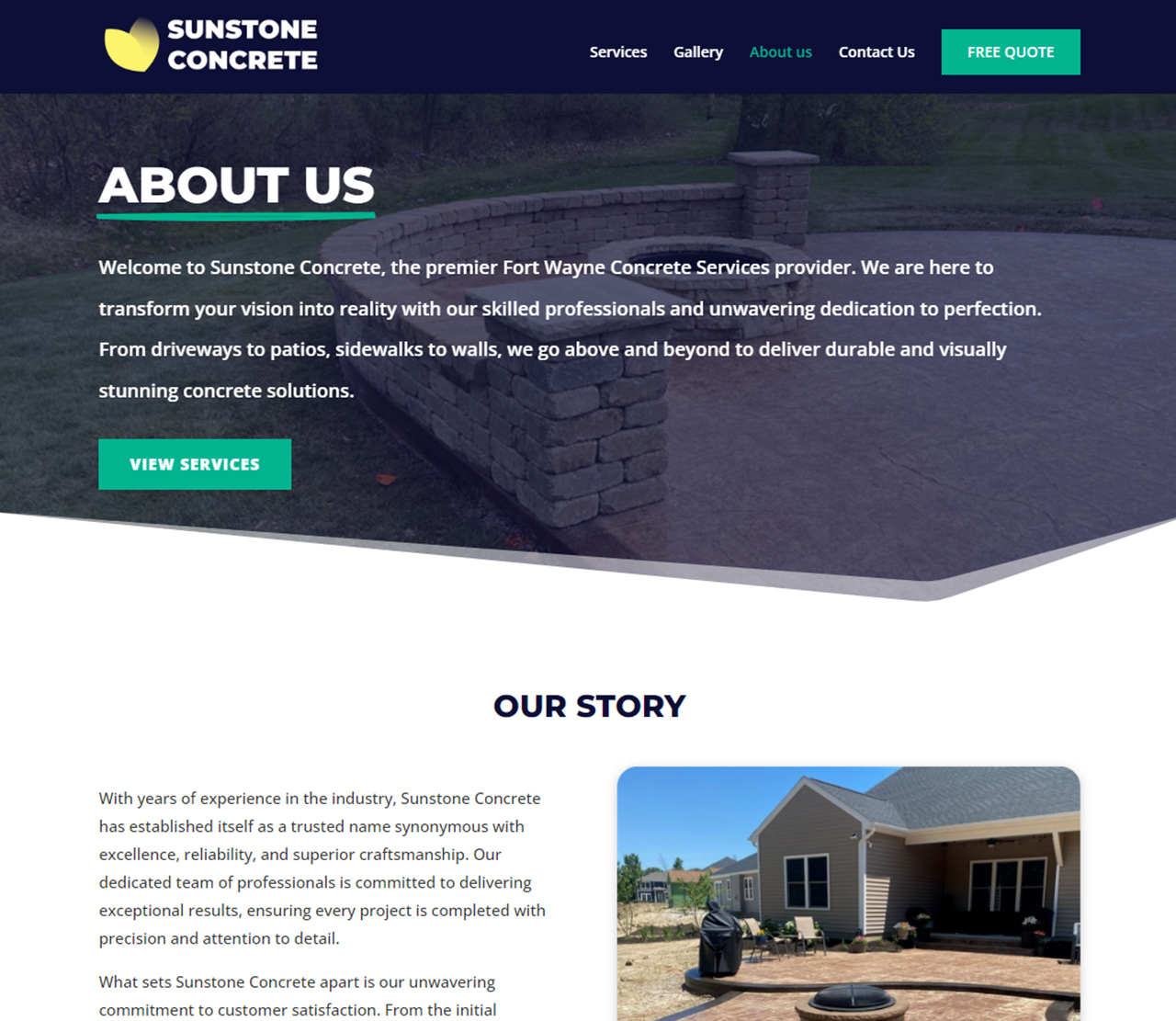 Sunstone Concrete Website About Page Thumbnail