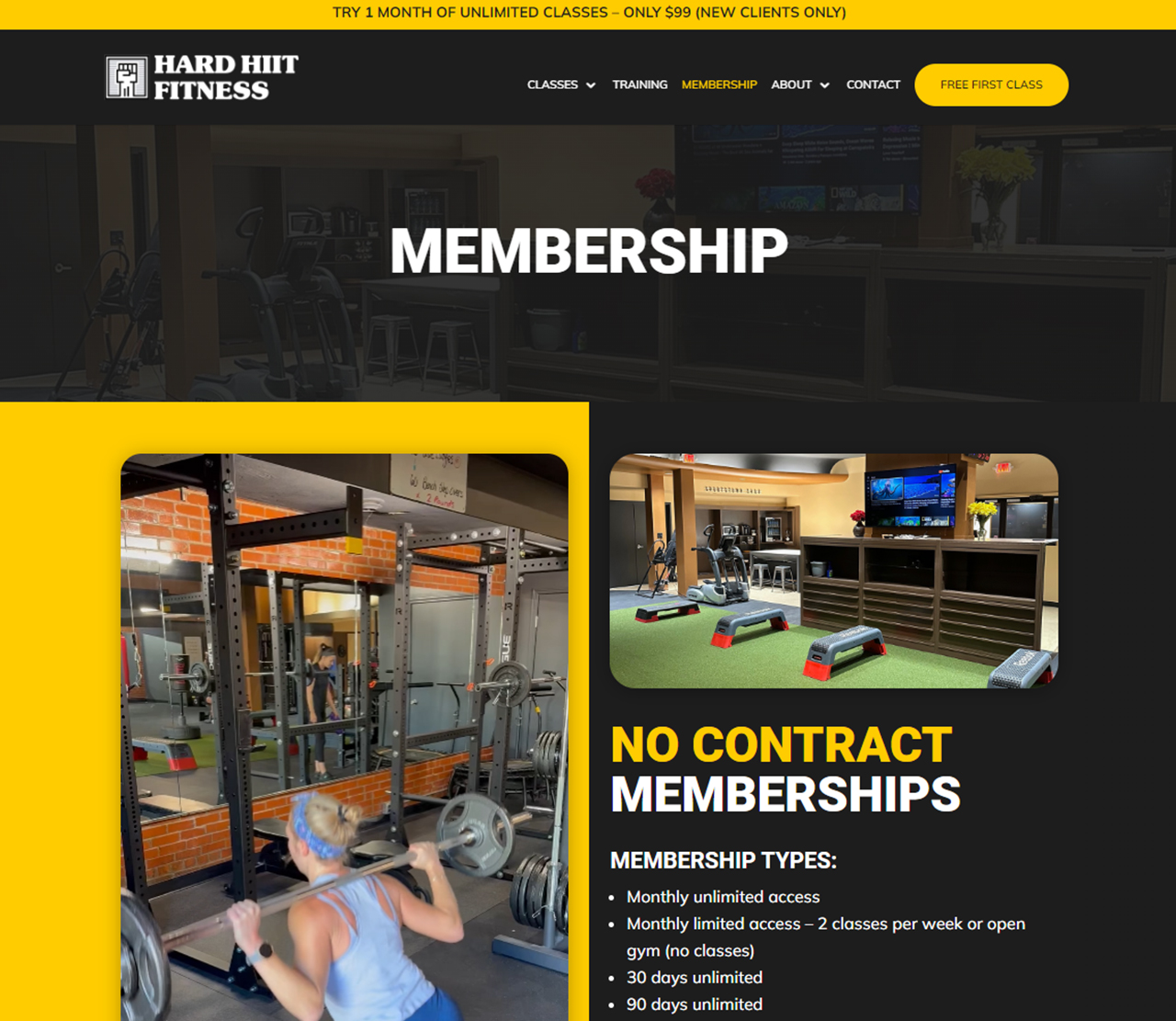 Hard HIIT Fitness Website Membership Page Thumbnail