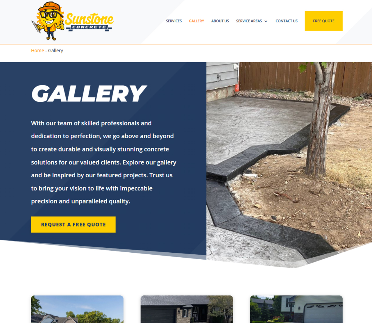 Sunstone Concrete Website Gallery Section Thumbnail
