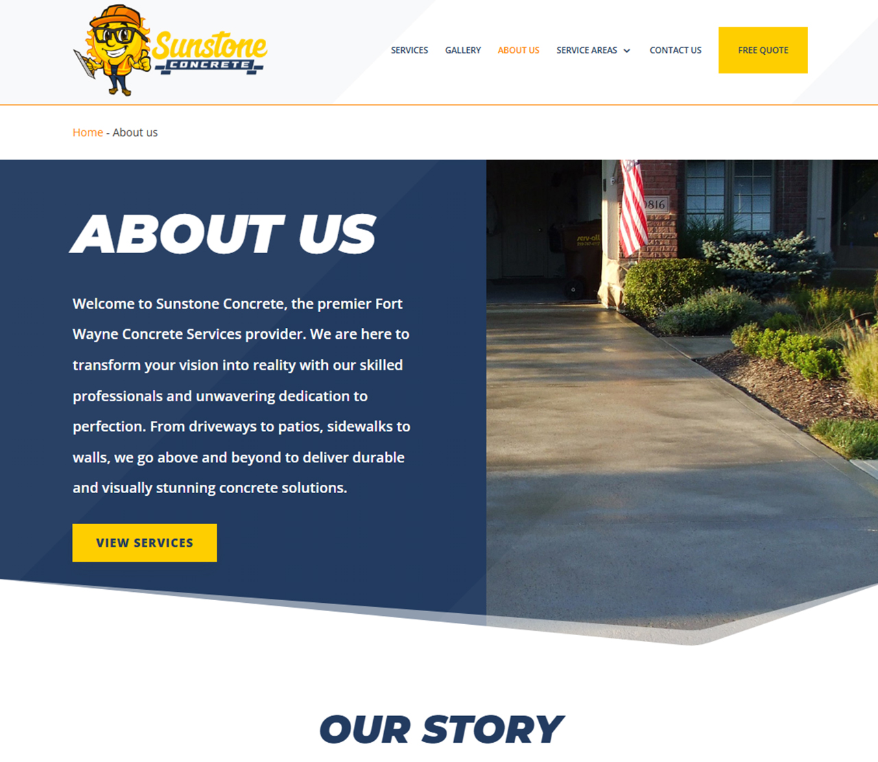 Sunstone Concrete Website About Page Thumbnail