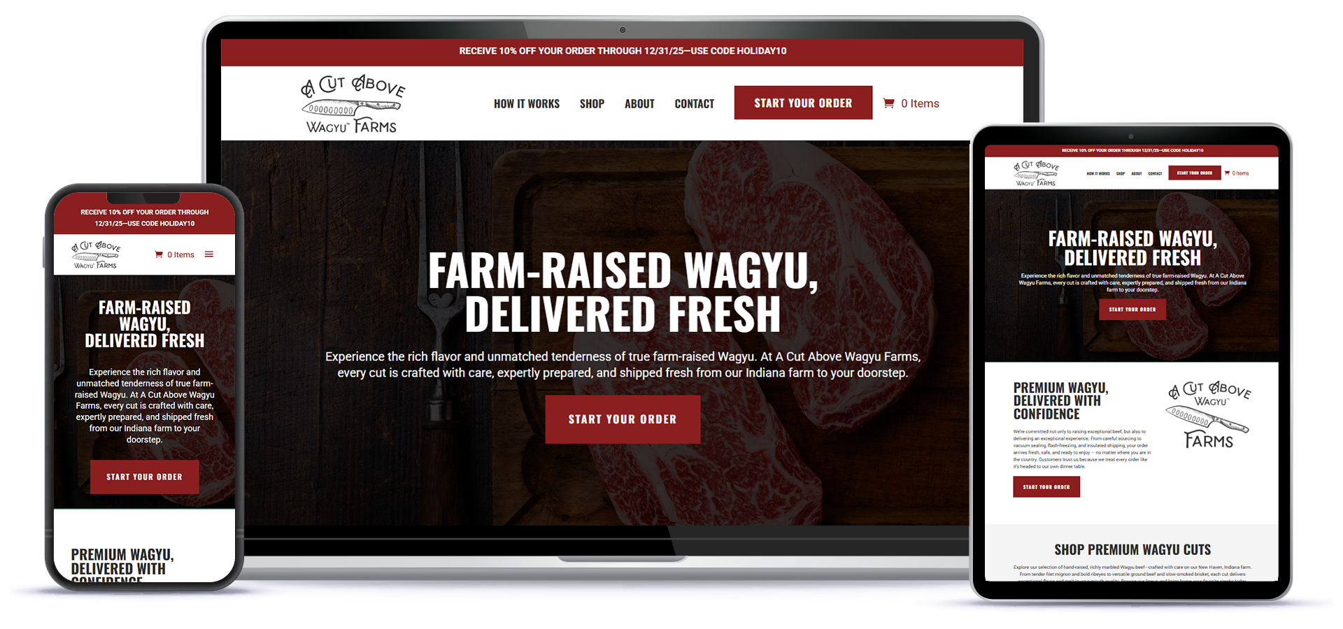 A Cut Above Wagyu Farms Website Thumbnail