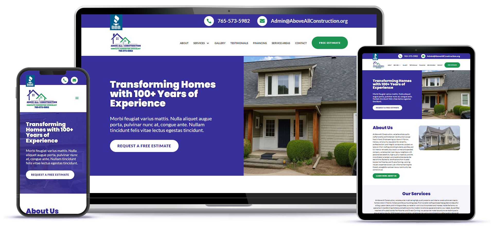 Above All Construction Website Thumbnail