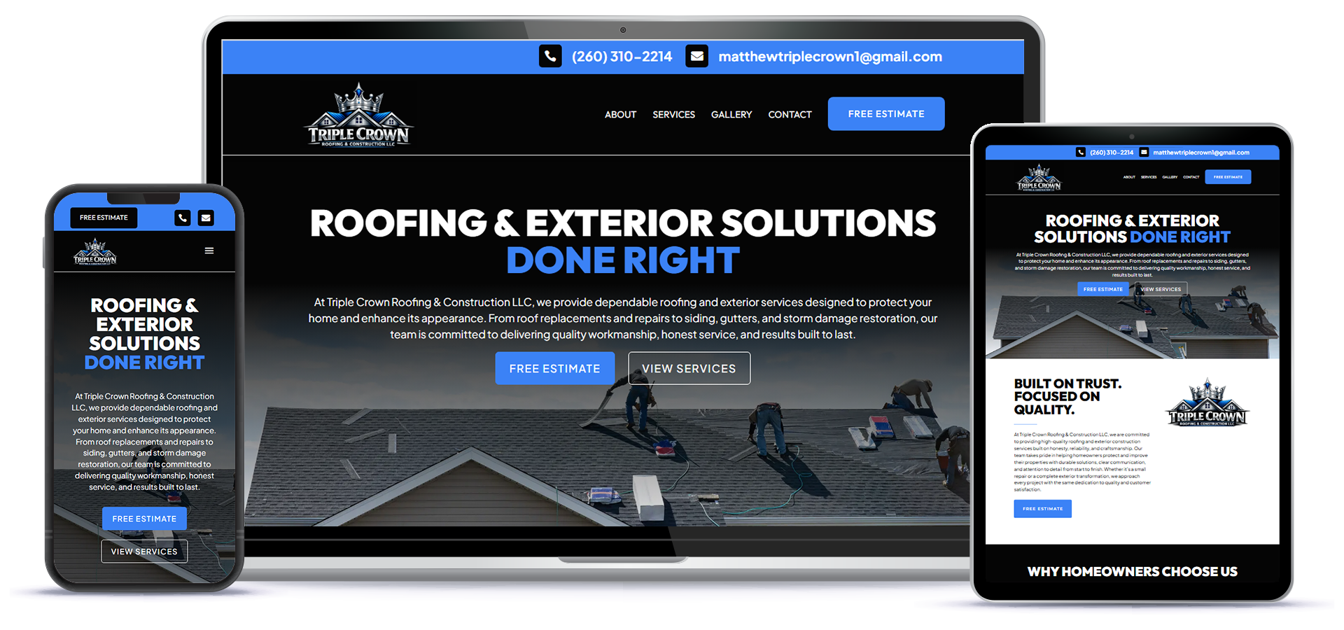 Triple Crown Roofing & Construction Website Thumbnail